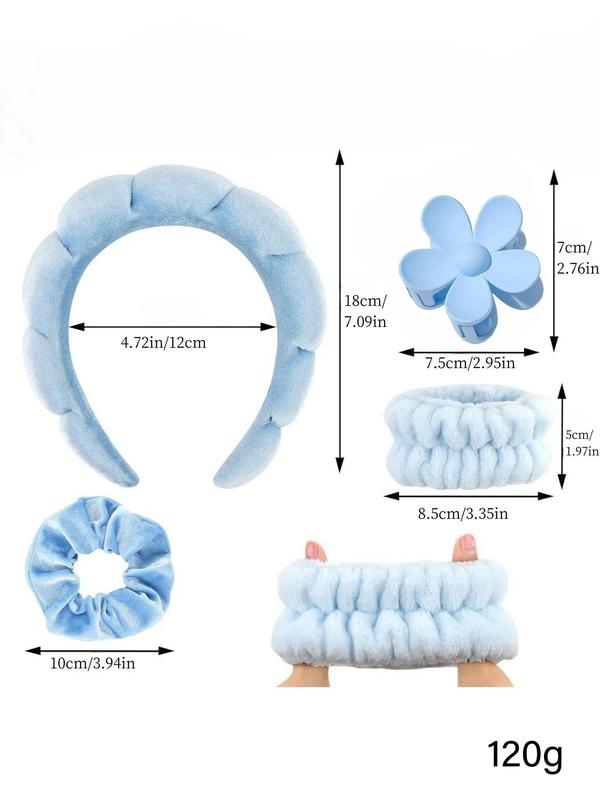 Cute Hair Accessories Sets, 6counts set Hair Tie & Wristband & Hair Hoop & Hair Claw for Women & Girls, Summer Fashion Women Accessories for Daily Face Wash and Makeup