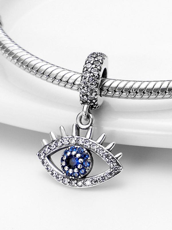 Rhinestone Decorated Evil's Eye Design Charm,  Fashionable DIY Jewelry for Bangle or Bracelet, Trendy All-match & Exquisite DIY Charm for Birthday Gift