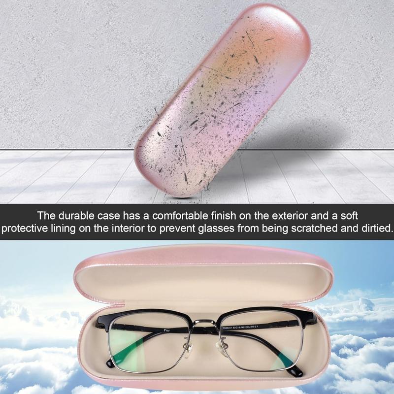 Glasses Case, 2 Pack Eyeglass Case with Cleaning Cloth, Glasses Case Hard Shell Fits Most Glasses