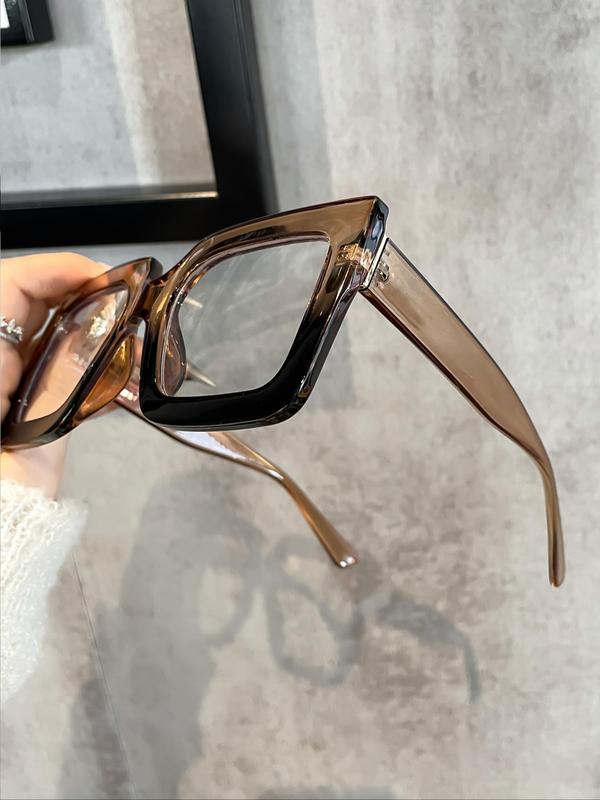 Women's Fashionable Ombre Color Square Frame Eyeglasses, Casual Trendy Eyeglasses for Everyday Use, Fashion Accessories for Outdoor Activities