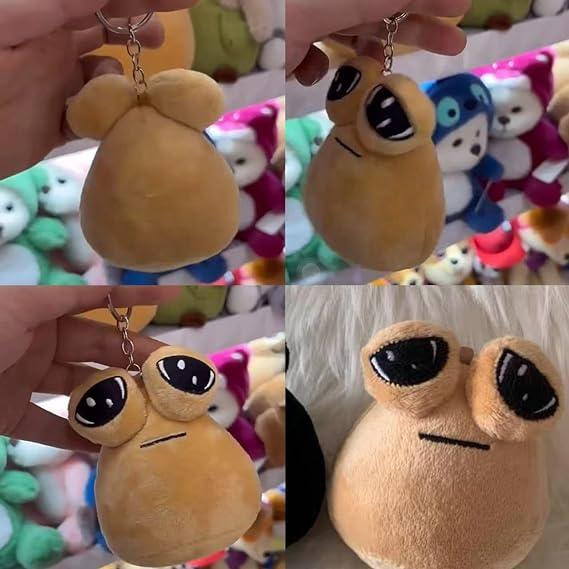 Mini Sad Pou Plush Keychain Kawaii Game Figure Alien Key Chain