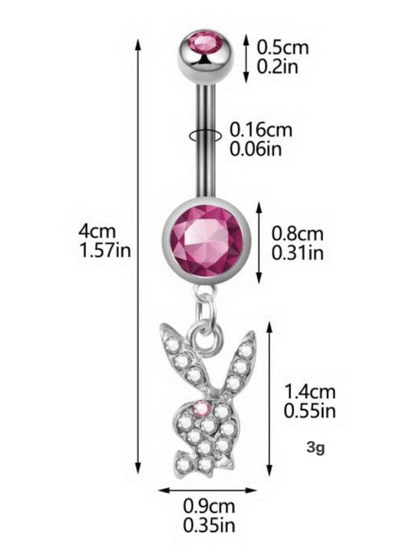 Cute Rabbit Design Belly Ring, Stainless Steel Belly Piercing Jewelry for Women & Men, Trendy All-match & Exquisite Jewelry for Birthday Gift