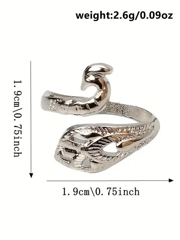 Vintage Hollow out Peacock Design Ring, Multifunction Adjustable Knitting Coil Crochet Ring, Fashion Jewelry Accessories for Women & Men