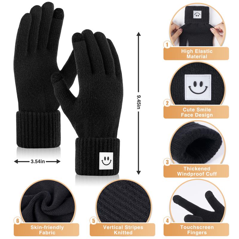 Winter Smiley Face Beanie Hat Scarf Gloves Set Women Men,Cute Hats Fashionable Warm Neck Warmer Touchscreen Gloves Sets