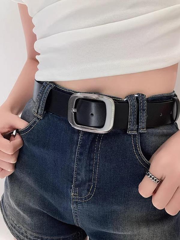 Women's Solid Color Buckle Belt, Fashion Pu Leather Belt for Daily Clothing Decor, Trendy All-match & Exquisite Belt for Women & Girls