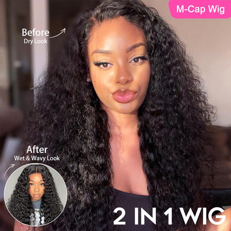 CurlyMe M-cap Wear Go Water Wave 9x6 HD Lace Pre-Max Glueless Hair Lace Front Wigs