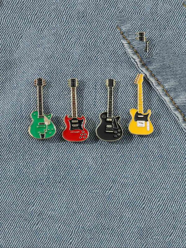  Cute Electric Guitar Design Brooch, Fashionable Clothes Accessories for Men & Women for Birthday Gift,  Enamel Pin Suitable for Backpacks, Jeans, Scarves, Hats Decoration