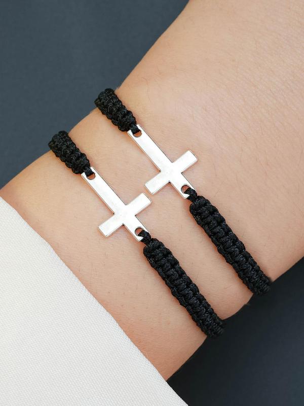 Summer New Fashion Adjustable Cross Couple Bracelet for Back To School, Fashionable Casual Matching Bracelet Jewelry for Men and Women, Bf and Gf Bracelet