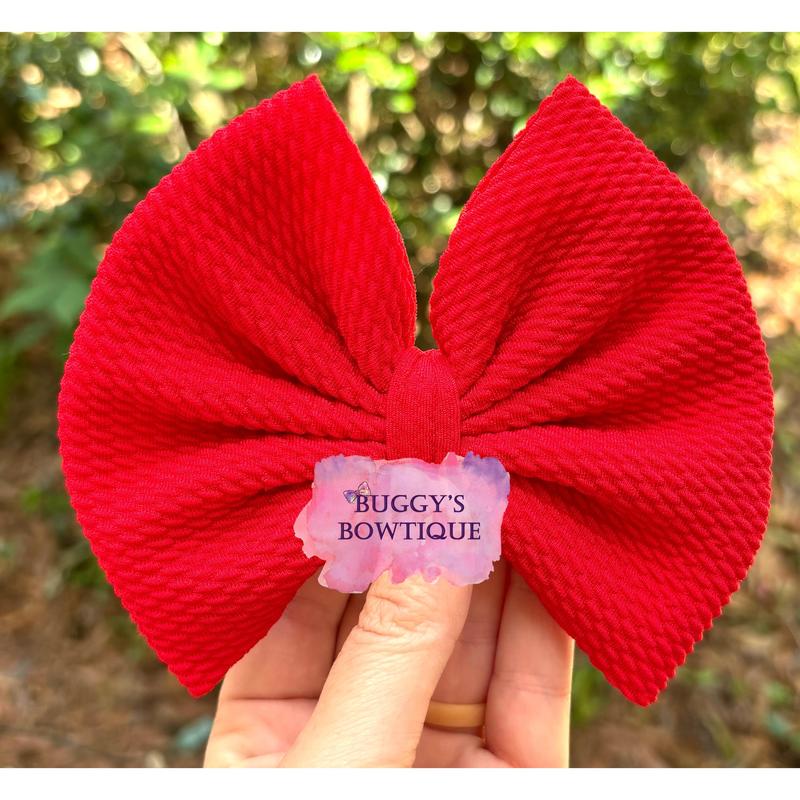 Solid red bow bow tie headband piggies Scrunchie