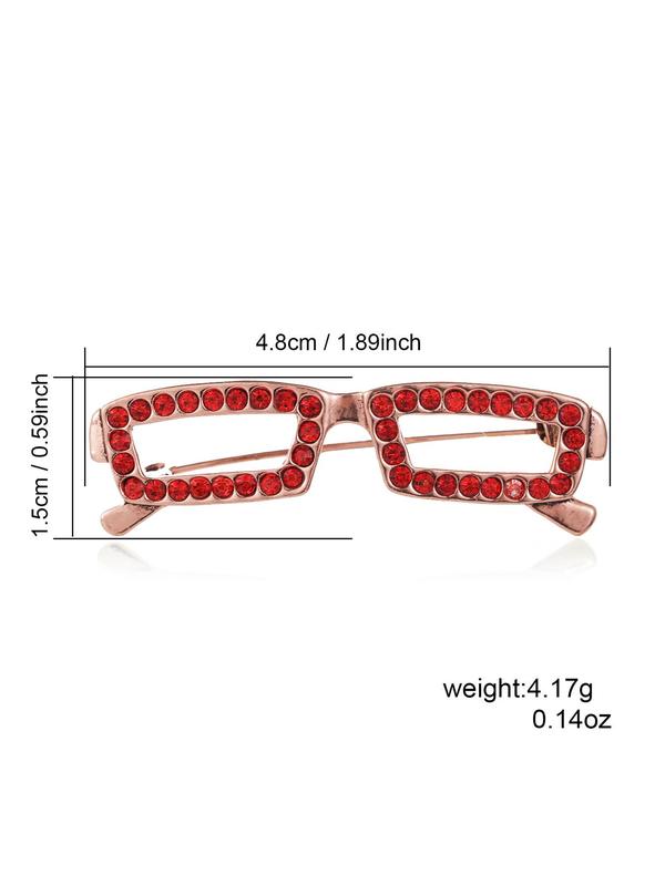 Rhinestone Decorated Eyeglasses Design Brooch, Fashionable Clothes Brooch for Women & Men, Trendy All-match & Exquisite Brooch for Birthday Gift