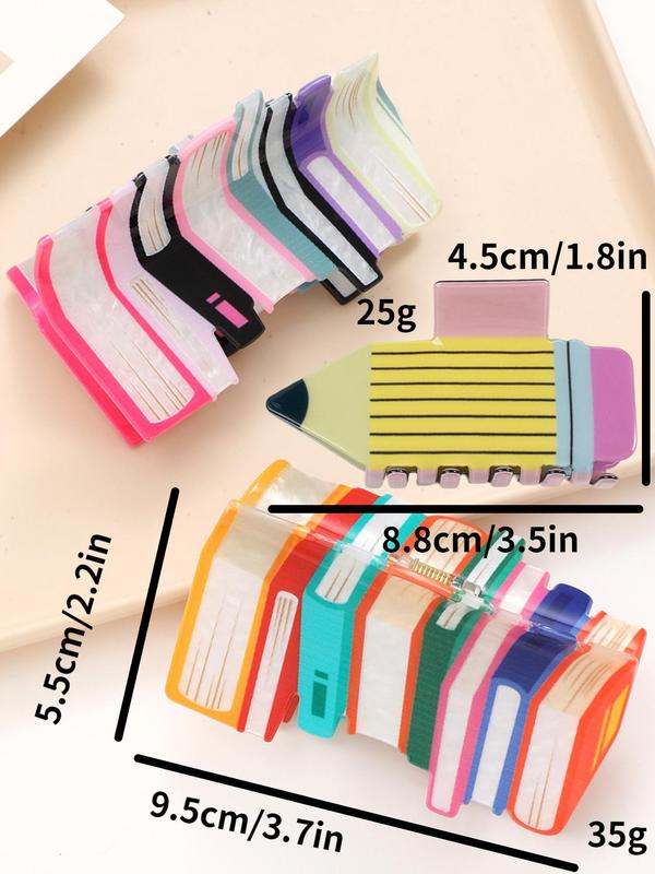 Cute Book Design Hair Claw, Colorful Hair Accessories for Women & Girls, Casual Versatile Hair Accessories for Daily Wear