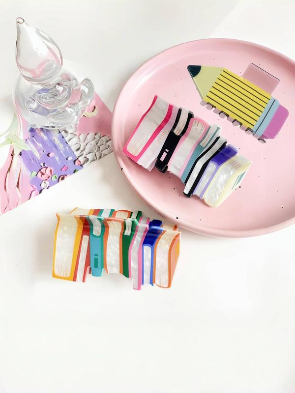 Cute Book Design Hair Claw, Colorful Hair Accessories for Women & Girls, Casual Versatile Hair Accessories for Daily Wear