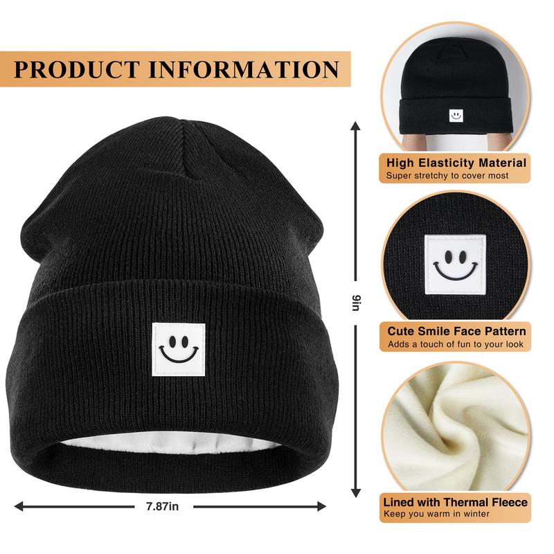 Winter Smiley Face Beanie Hat Scarf Gloves Set Women Men,Cute Hats Fashionable Warm Neck Warmer Touchscreen Gloves Sets