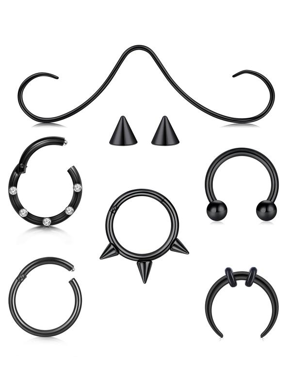 Punk Style Nose Ring, Stainless Steel Nose Ring, Fashion Body Piercing Jewelry for Women & Men, Trendy All-match & Exquisite Jewelry for Birthday Gift