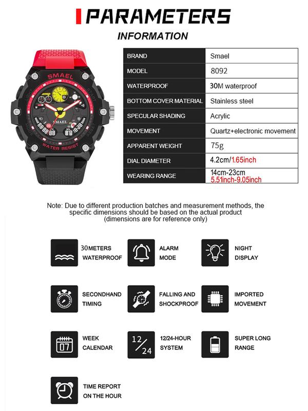 Men's Sportive Analog-digital Watch, Fashionable Waterproof Watch with Timer & Alarm Function & Compass, Trendy Watch for Daily Use As Gift with Box