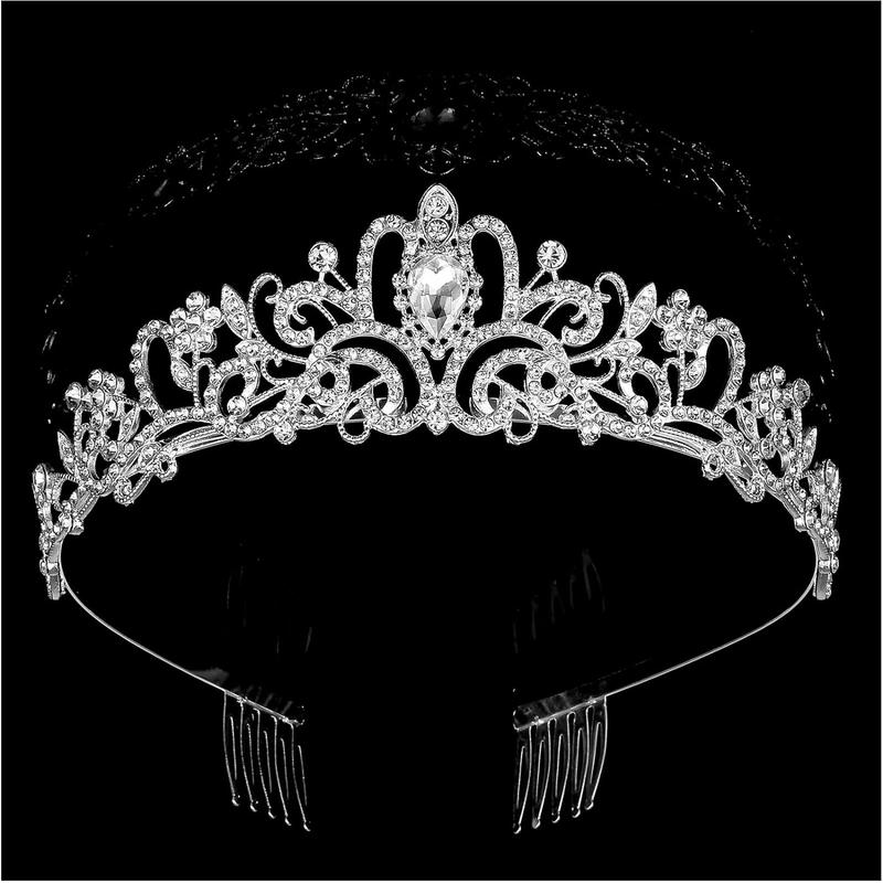 Elegant Crowns for Women and Girls, Princess Crown for Girls, Crystal Queen Tiaras, Headband Hair Accessories for Birthday Christmas Costume Bride Wedding Prom- Sliver-Thanksgiving Gifts Christmas Gifts-JM