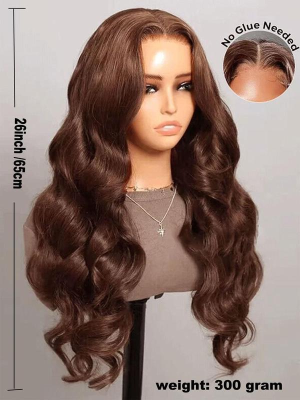 26 Inch Brown Long Wavy Wigs for Women, Gorgeous Fluffy Wigs without Bangs, Synthetic Wigs Middle Part Natural Looking Wigs for Daily Party Use