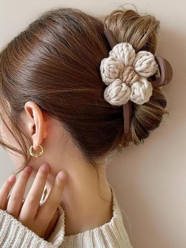 Summer Fashion Flower Design Hair Claw for Women Summer Hairstyles, Large Size Easy Grasping Claw Clip, Casual Hair Accessories for Summer Daily Used