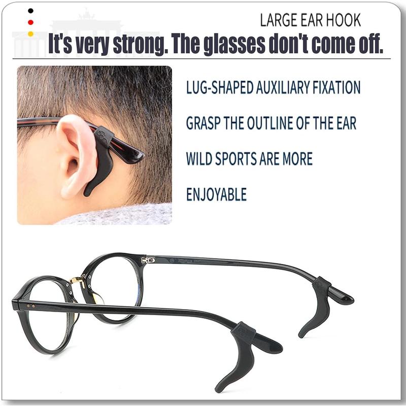 Eyeglass Ear Grips - 18 Pairs Glasses Anti-Slip, Comfortable Silicone Elastic Eyeglasses Temple Tips Sleeve Retainer, Prevent Eyewear Sunglasses Spectacles Glasses Slipping (Black-2)