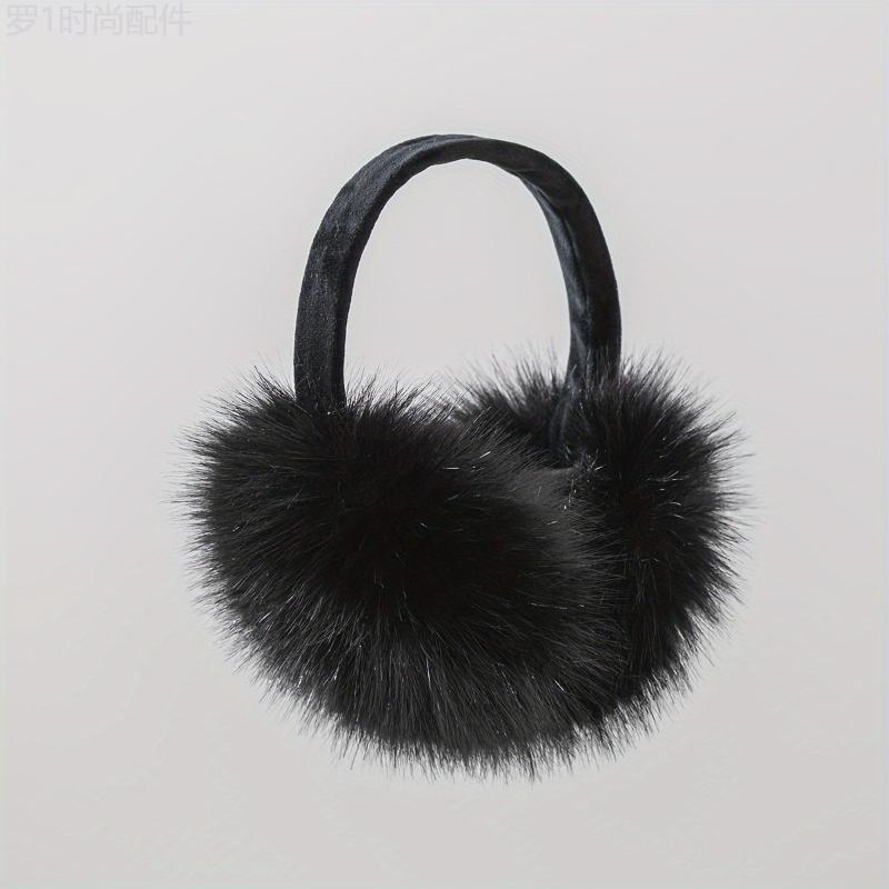 Festive Black Fur Ear Warmers - Soft Vegan Material, Perfect for Winter - Suitable for All Sizes