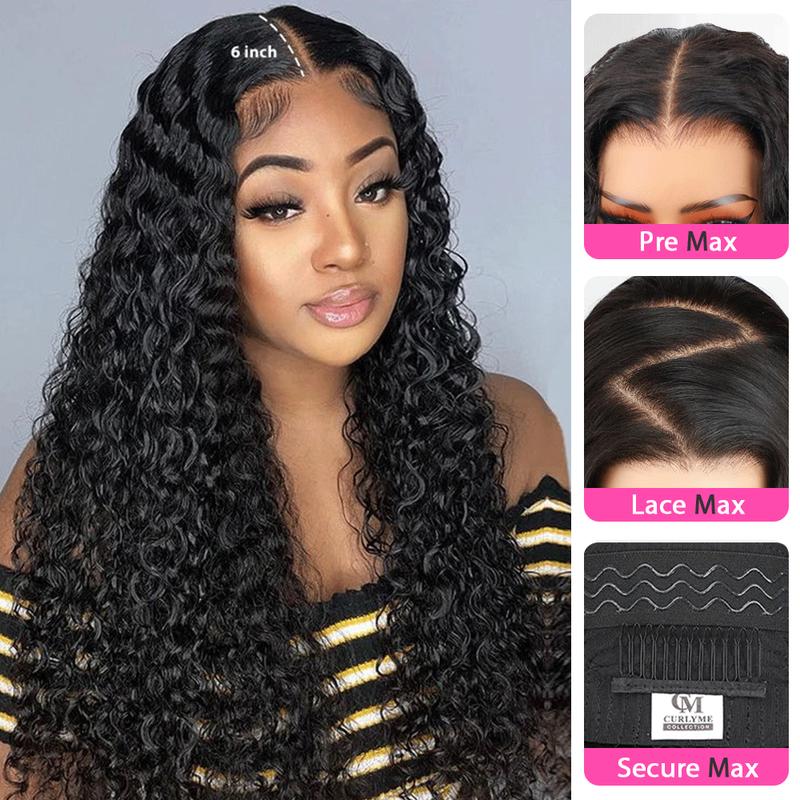 CurlyMe M-cap Wear Go Water Wave 9x6 HD Lace Pre-Max Glueless Hair Lace Front Wigs