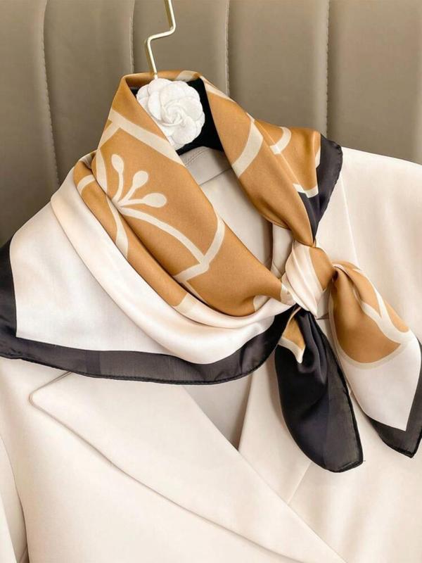 Women's Floral Print Square Scarf, Elegant Fashion Breathable Comfort  Satin Scarf for Daily Life, Versatile All-match Accessories for Women & Girls