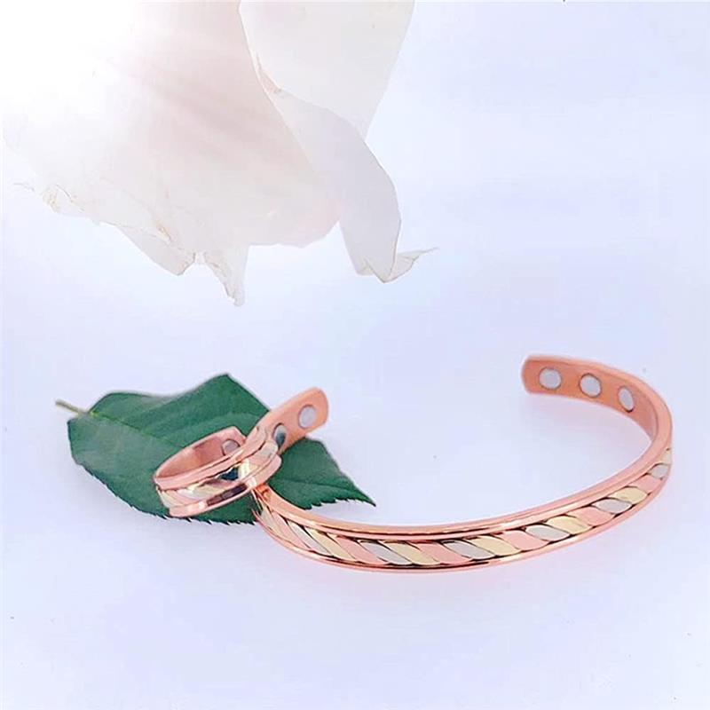 Magnetic Copper Bracelet & Ring adjustable size for Arthritis for Women