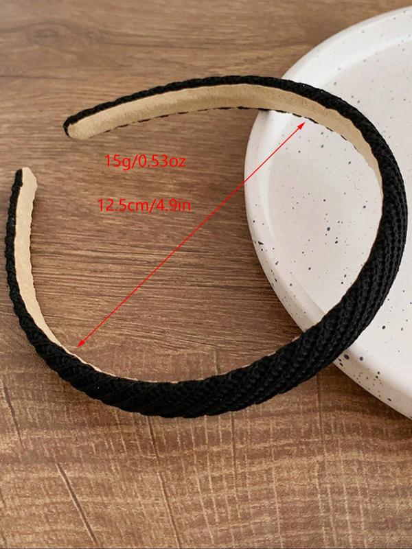 Solid Color Wide Headband Set, Elegant Hair Accessories for Women & Girls, Minimalist Headwear Suitable for Thick Hair