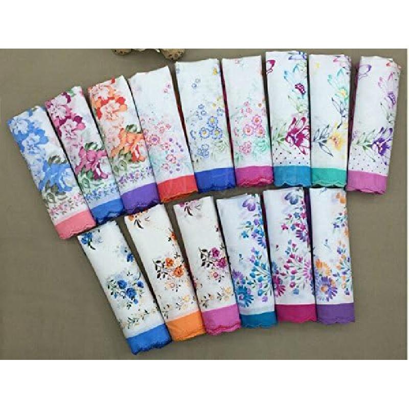 Womens Colorful Ladies Hankies 100% Cotton Handkerchief Wendding Hanky