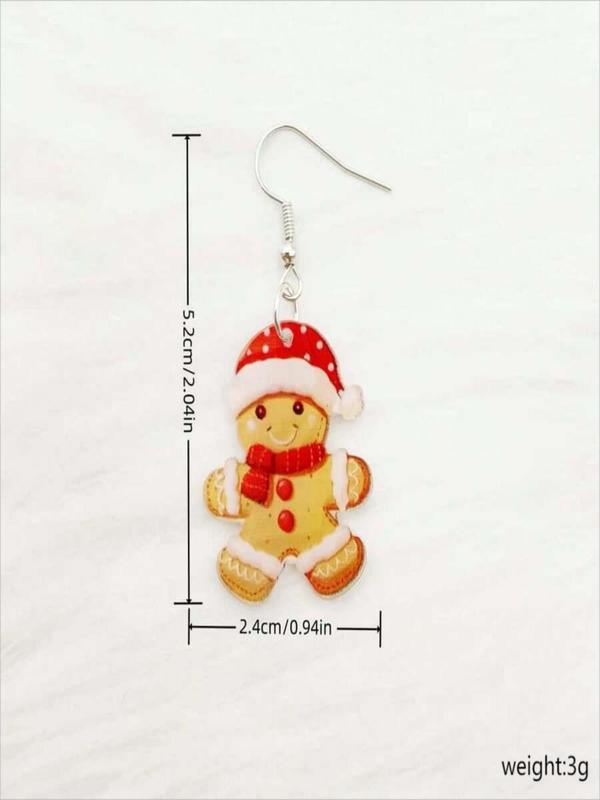 Cute Gingerbread Man Design Dangle Earrings, Fashionable Jewelry for Women, Trendy All-match & Exquisite Jewelry for Birthday Gift