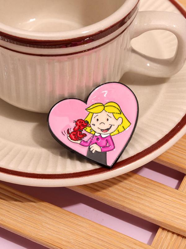 Cute Cartoon Girl Design Brooch, Fashion Alloy Badge for Backpack & Jeans & Jacket, Enamel Pin Suitable for Backpacks, Jeans, Jackets