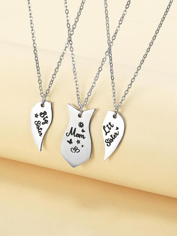 Heart Shaped Puzzle & Letter Design Pendant Necklace for Father and Daughter, Fashion Jewelry for Party, Daily Clothing Decor, Trendy All-match & Exquisite Jewelry for Birthday Gift