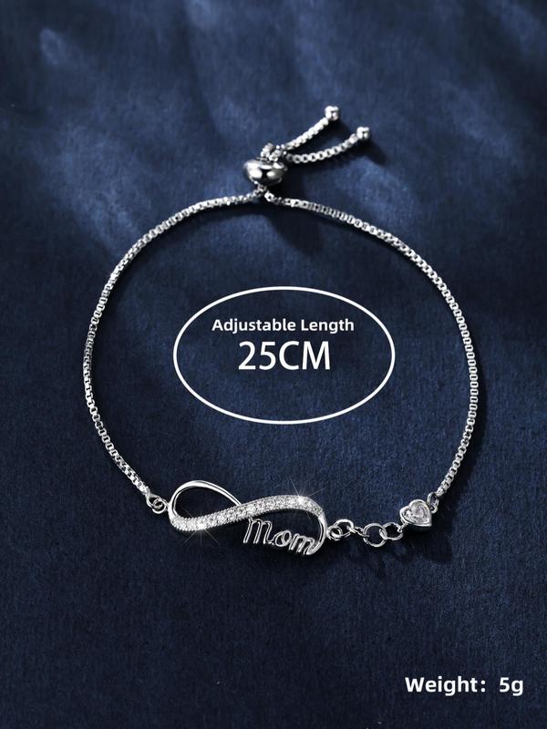 Letter Detail Mom Chain Bracelet, Fashion Jewelry Accessories for Women for Party, Daily Clothing Decor, Trendy All-match & Exquisite Jewelry for Birthday Gift