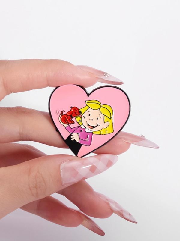 Cute Cartoon Girl Design Brooch, Fashion Alloy Badge for Backpack & Jeans & Jacket, Enamel Pin Suitable for Backpacks, Jeans, Jackets