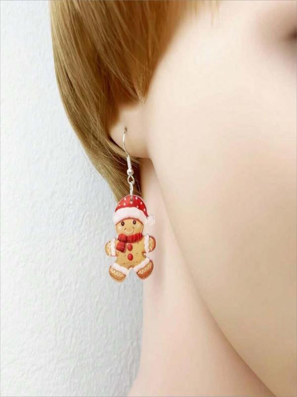 Cute Gingerbread Man Design Dangle Earrings, Fashionable Jewelry for Women, Trendy All-match & Exquisite Jewelry for Birthday Gift