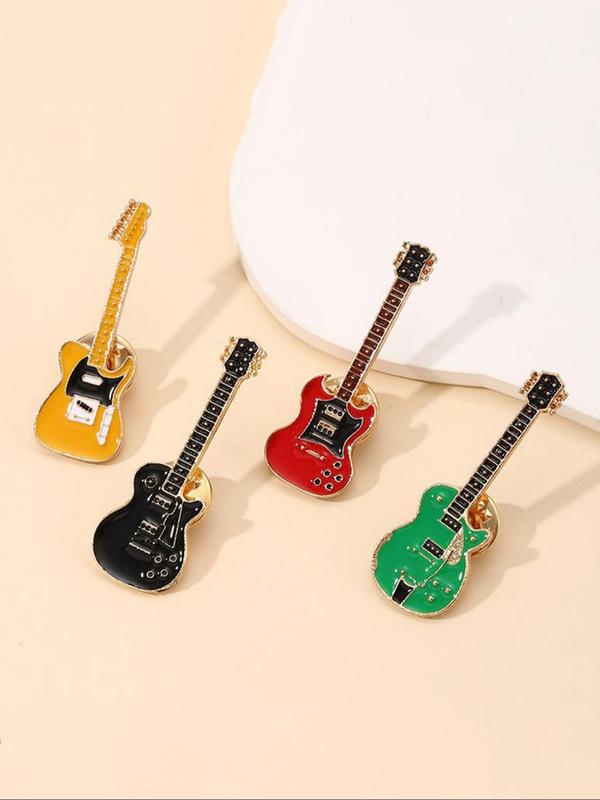  Cute Electric Guitar Design Brooch, Fashionable Clothes Accessories for Men & Women for Birthday Gift,  Enamel Pin Suitable for Backpacks, Jeans, Scarves, Hats Decoration