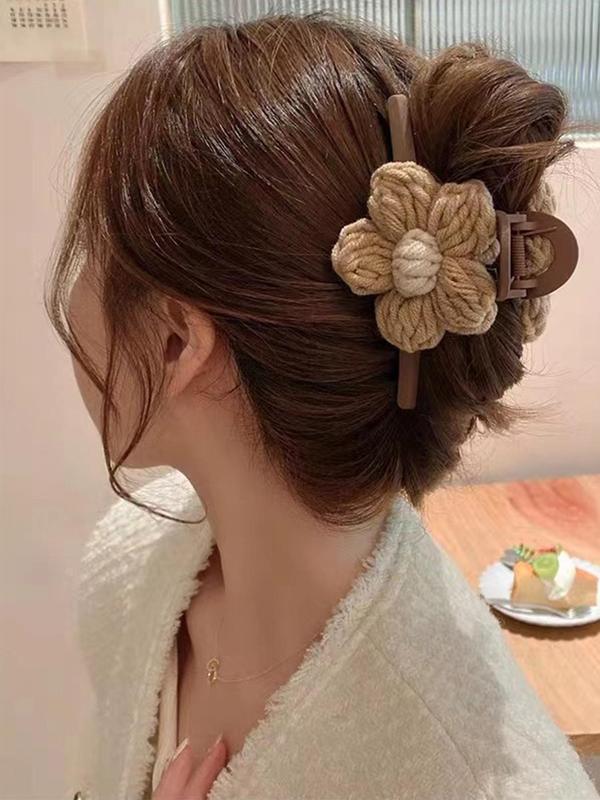 Summer Fashion Flower Design Hair Claw for Women Summer Hairstyles, Large Size Easy Grasping Claw Clip, Casual Hair Accessories for Summer Daily Used