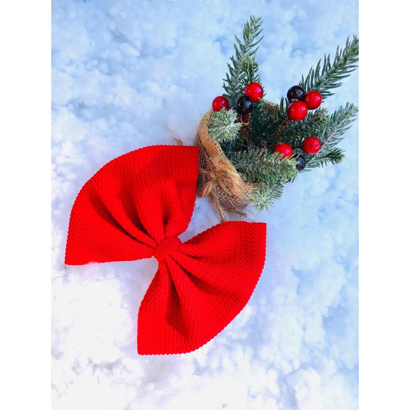 Solid red bow bow tie headband piggies Scrunchie