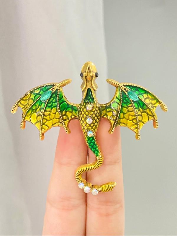 Dragon Design Brooches, Fashion Colorblock Rhinestone Decor Dragon Themed Brooch for Women & Men, Trendy All-match & Exquisite Brooch As Gift