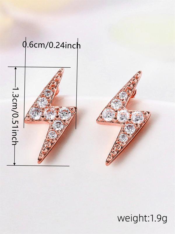 Lightning Design Rhinestone Decor Stud Earrings, Cute Earrings for Women, Fashion Jewelry for Party, Daily Clothing Decor for Girl