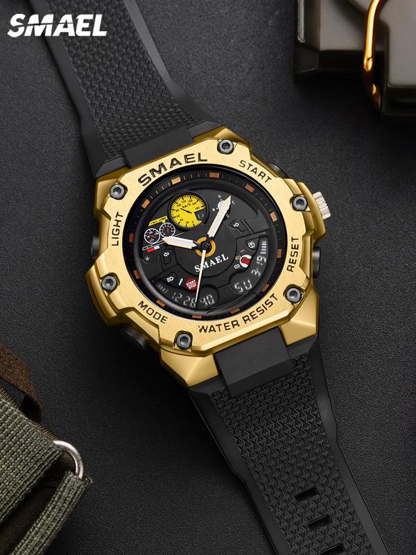 Men's Sportive Analog-digital Watch, Fashionable Waterproof Watch with Timer & Alarm Function & Compass, Trendy Watch for Daily Use As Gift with Box