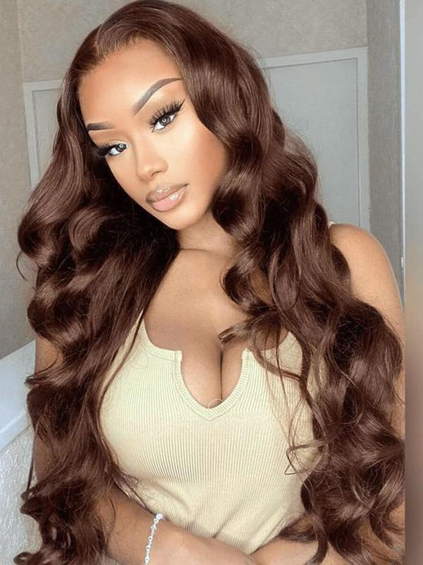 26 Inch Brown Long Wavy Wigs for Women, Gorgeous Fluffy Wigs without Bangs, Synthetic Wigs Middle Part Natural Looking Wigs for Daily Party Use