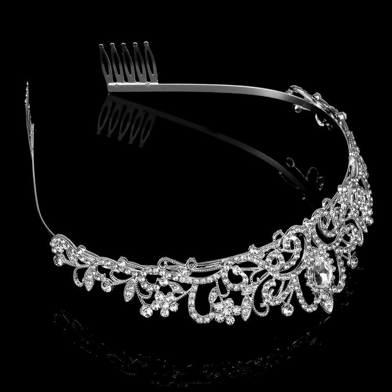 Elegant Crowns for Women and Girls, Princess Crown for Girls, Crystal Queen Tiaras, Headband Hair Accessories for Birthday Christmas Costume Bride Wedding Prom- Sliver-Thanksgiving Gifts Christmas Gifts-JM