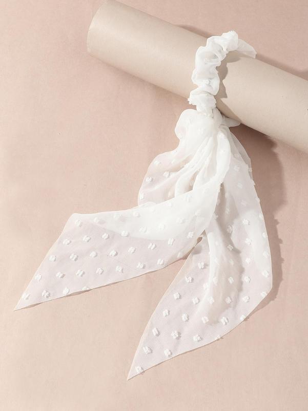 Polka Dot Fabric Casual Hair Tie, Cute Tiny Floral Decor Hair Scrunchie Scarf, Fashion Hair Accessories For Women & Girls