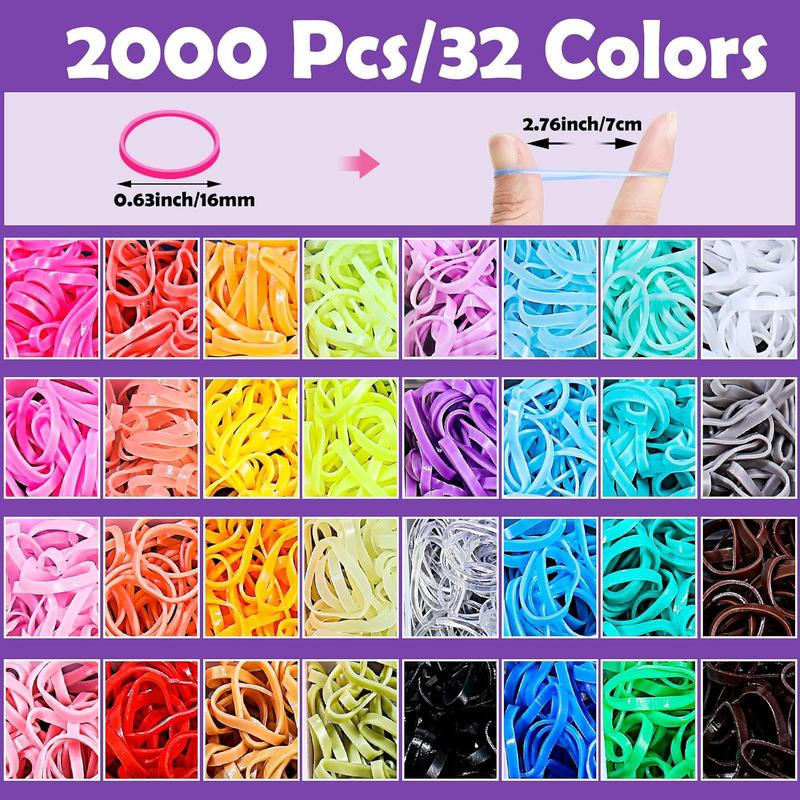 32 Colors Small Hair Rubber Bands with 16 Hair Styling Tools, 2000 count Elastic Girl  Hair Ties Mini Hair Bands with Hair Elastic  Hair Accessories Xmas Stuff for Girls