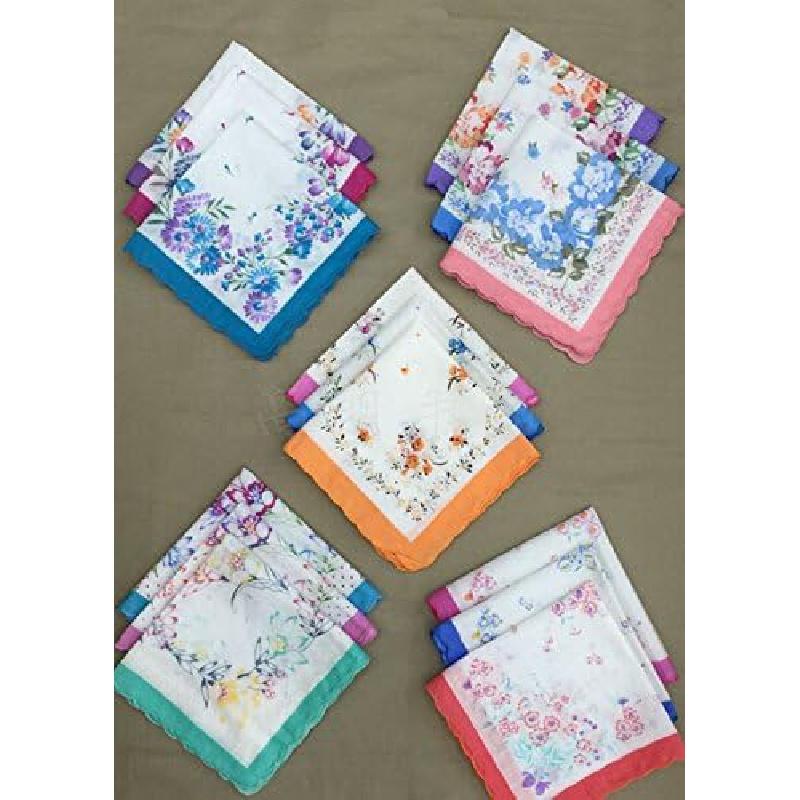 Womens Colorful Ladies Hankies 100% Cotton Handkerchief Wendding Hanky