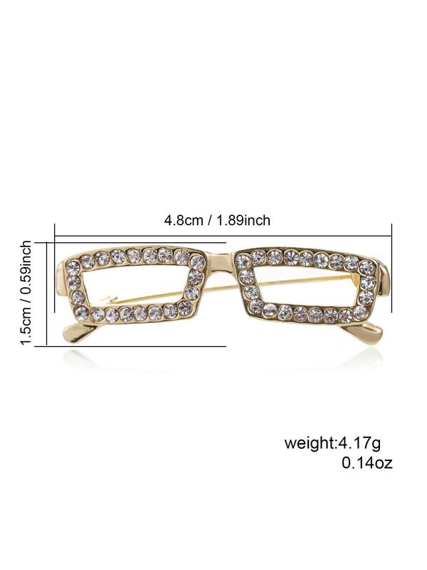 Rhinestone Decorated Eyeglasses Design Brooch, Fashionable Clothes Brooch for Women & Men, Trendy All-match & Exquisite Brooch for Birthday Gift