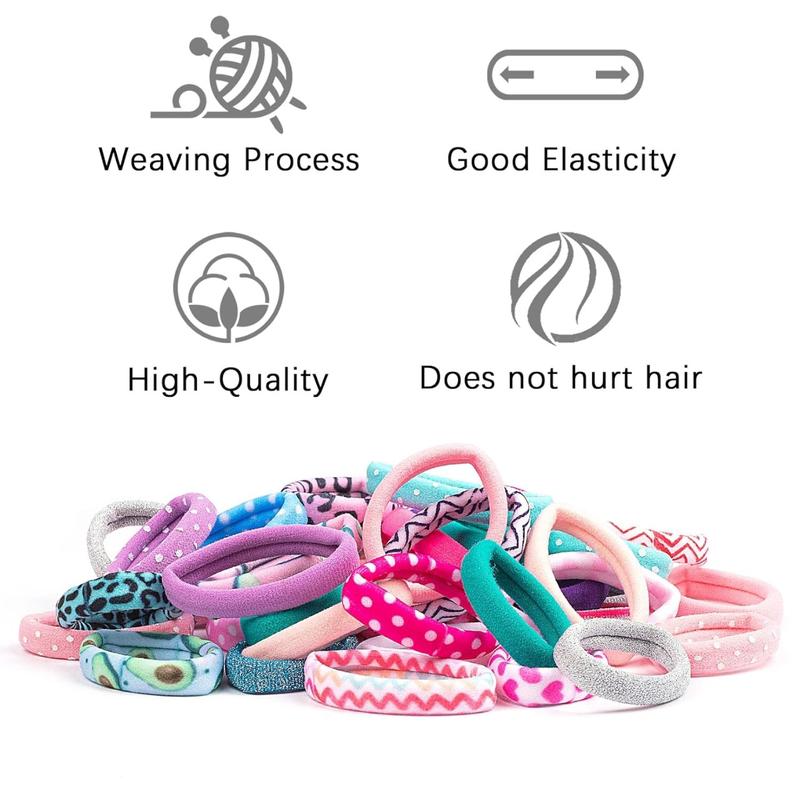 Hair Ties for Girls - 48 Pack No Slip Seamless Thick Curly Hair Ponytail Holders - Nylon Elastic Braiding Ties for Women (Multi-color)