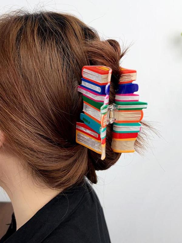 Cute Book Design Hair Claw, Colorful Hair Accessories for Women & Girls, Casual Versatile Hair Accessories for Daily Wear