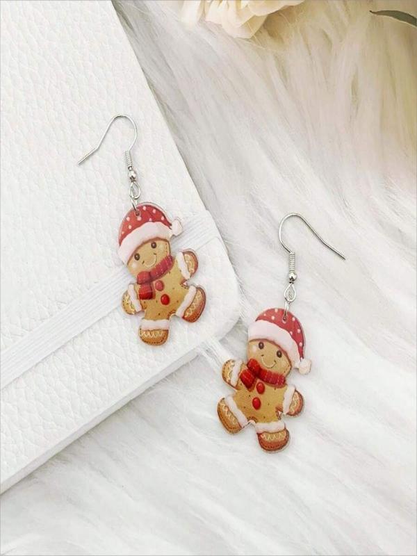 Cute Gingerbread Man Design Dangle Earrings, Fashionable Jewelry for Women, Trendy All-match & Exquisite Jewelry for Birthday Gift